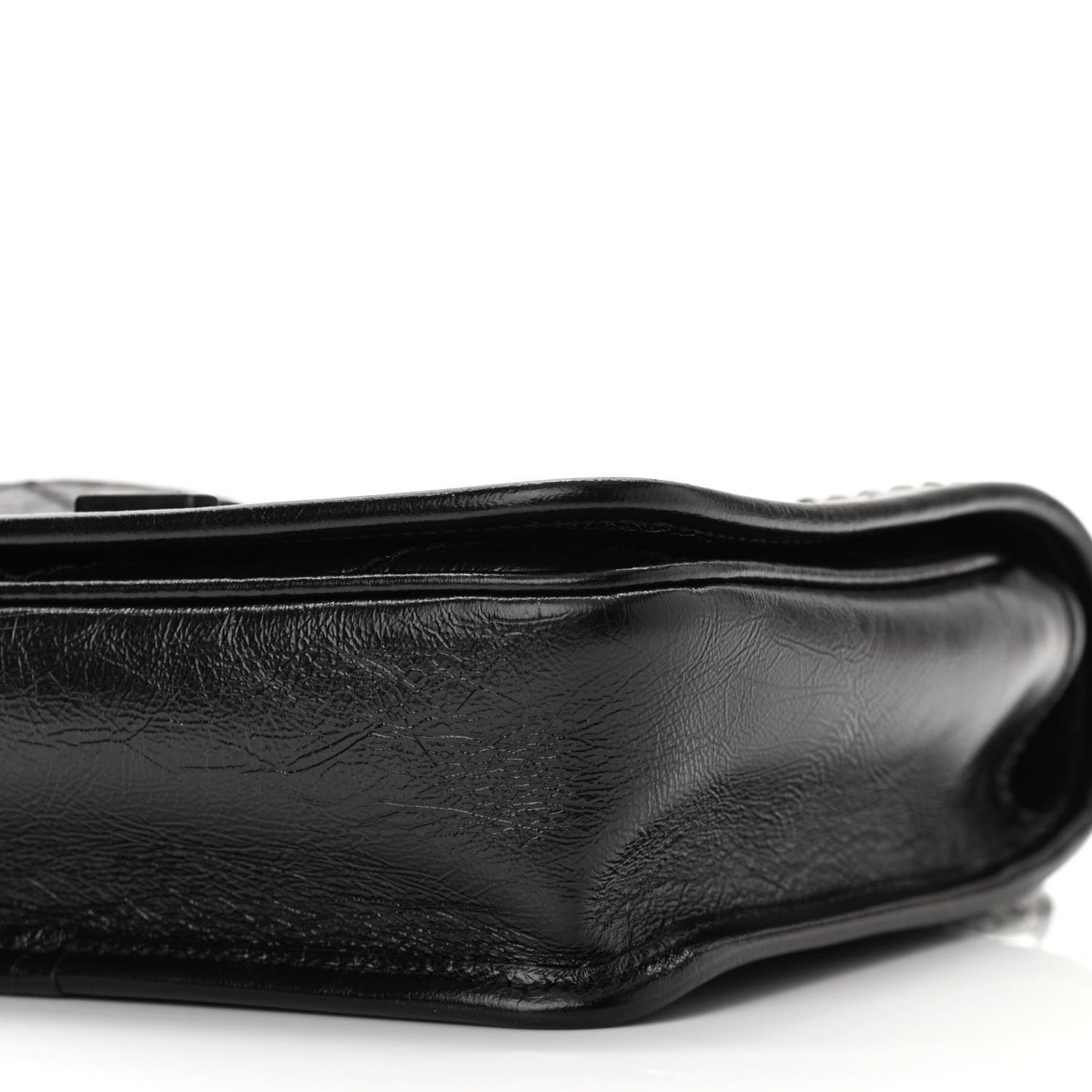 Crinkled Calfskin Matelasse Monogram Niki Chain Wallet Black