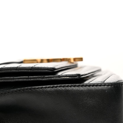 Saint Laurent Lambskin Matelasse Chevron Monogram Small Sulpice Bag Black 13 of 16