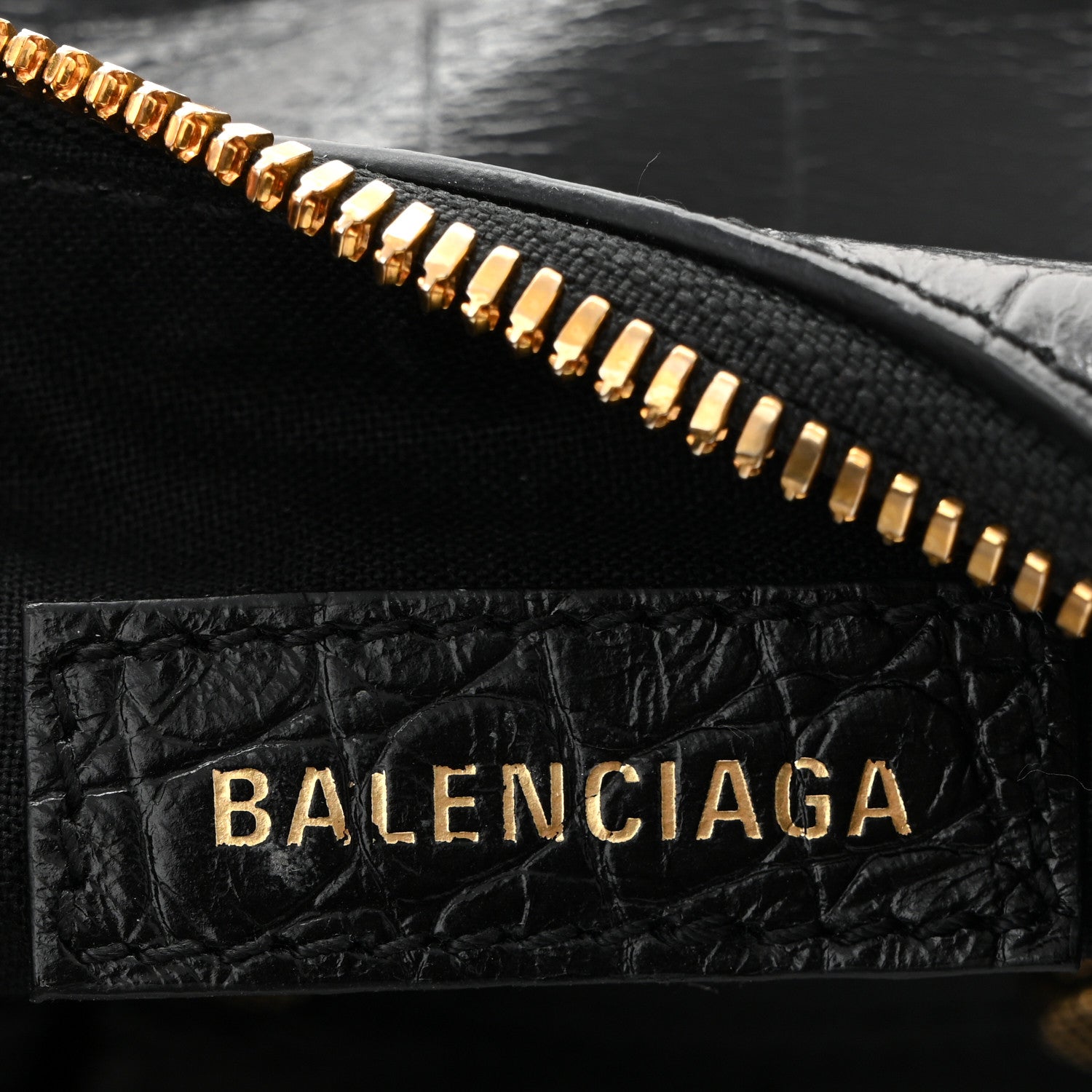 Balenciaga Extra Supple Calfskin Crocodile Embossed Le Cagole Shoulder Bag XS Black 8 of 11