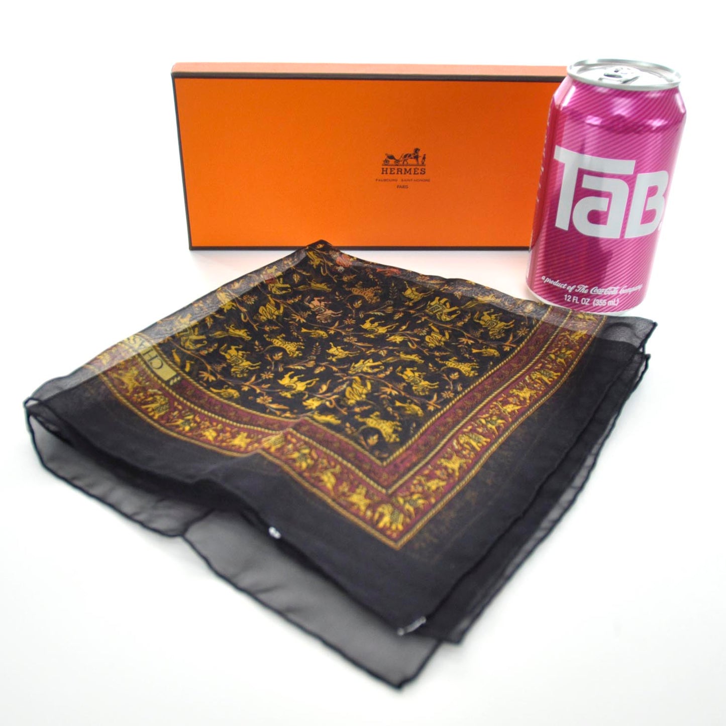 Silk Chiffon Chasse en Inde Pocket Square Scarf