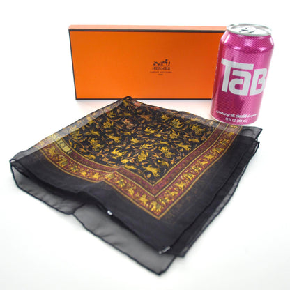 Hermes Silk Chiffon Chasse en Inde Pocket Square Scarf 4 of 4