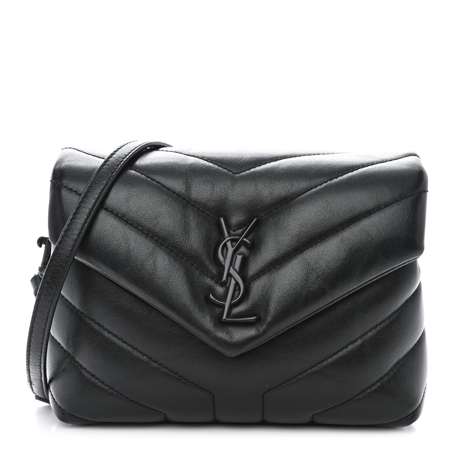 Saint Laurent Calfskin Y Quilted Monogram Monochrome Toy Loulou Crossbody Bag Black 1 of 12