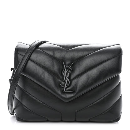Saint Laurent Calfskin Y Quilted Monogram Monochrome Toy Loulou Crossbody Bag Black 1 of 12