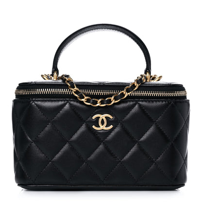 Chanel Lambskin Quilted Small Top Handle Vanity Case With Chain Black 1 of 14