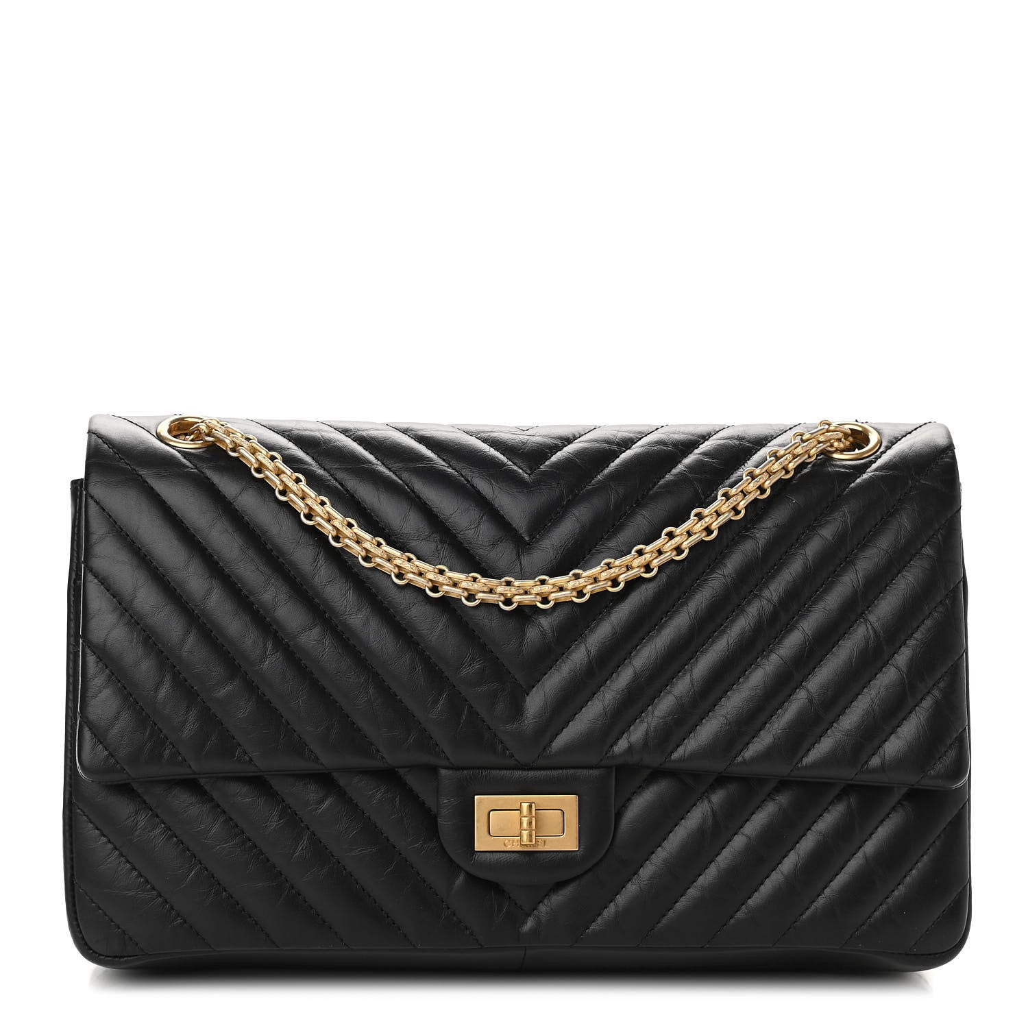 Chanel Aged Calfskin Chevron Quilted 2.55 Reissue 226 Flap Black 1 of 13