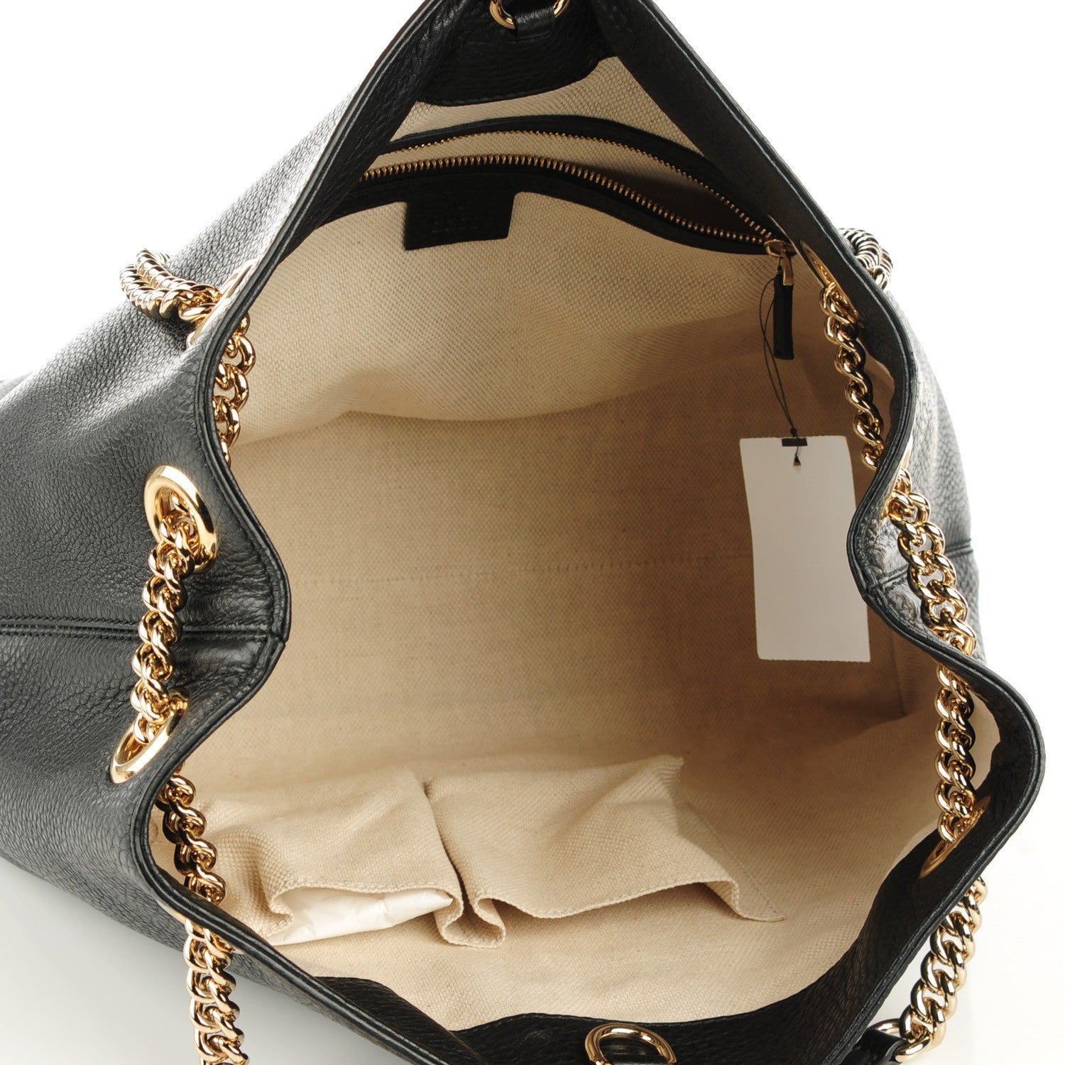 Gucci Pebbled Calfskin Medium Soho Chain Shoulder Bag Black 5 of 7
