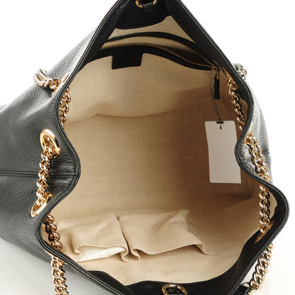 Gucci Pebbled Calfskin Medium Soho Chain Shoulder Bag Black 5 of 7