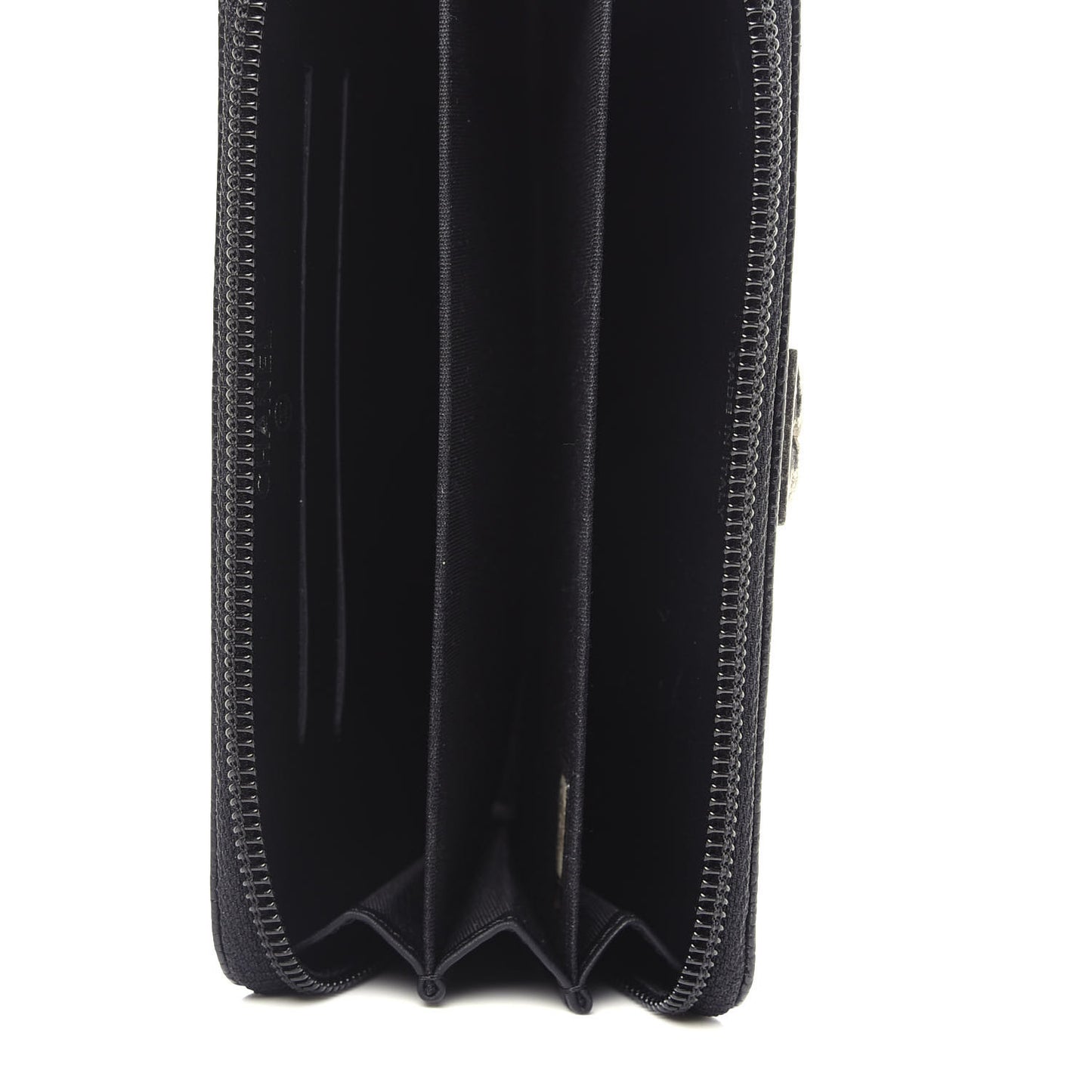Caviar Quilted Small Boy Zip Around Wallet Black