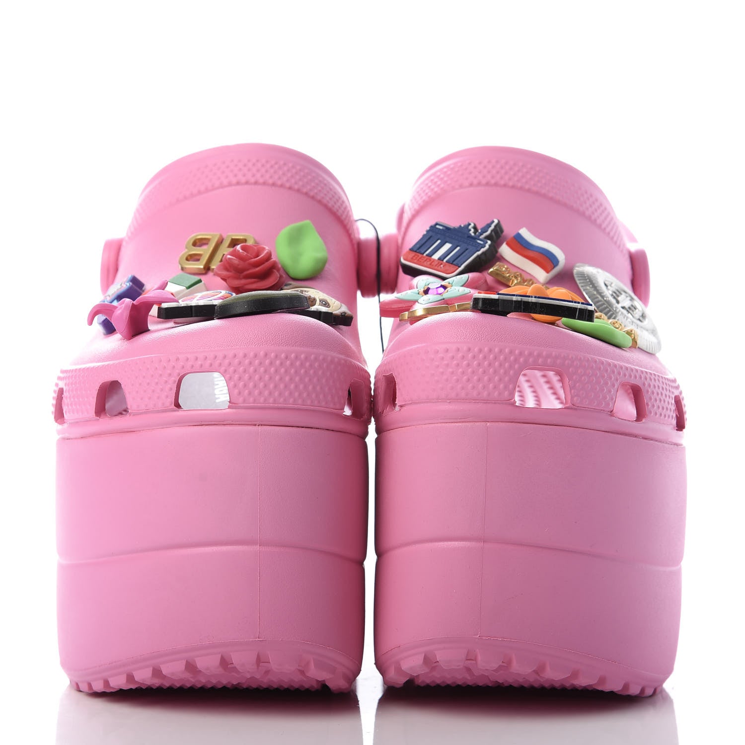 Balenciaga X CROCS Rubber Textured Womens Platform Sandals 36 Rose Bonbon 2 of 8