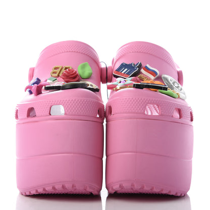 Balenciaga X CROCS Rubber Textured Womens Platform Sandals 36 Rose Bonbon 2 of 8
