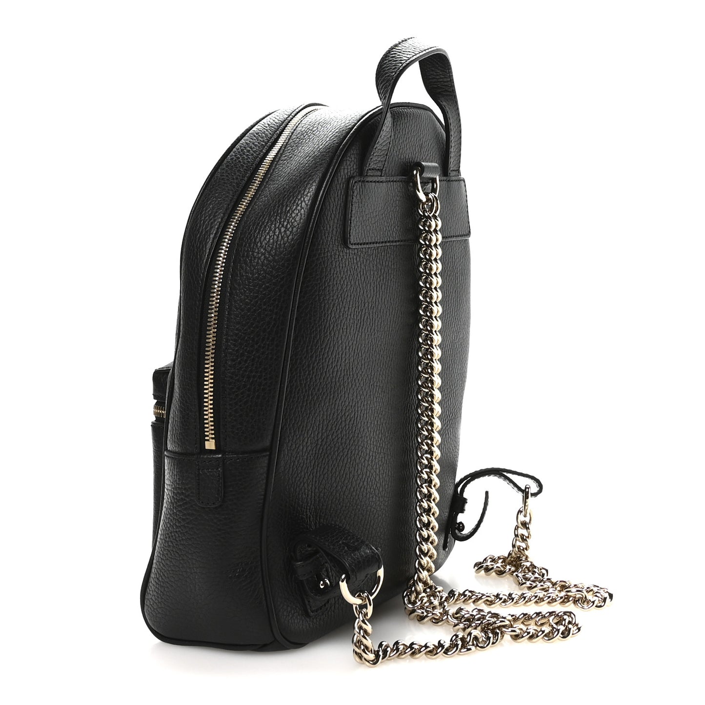 Pebbled Calfskin Soho Chain Backpack Black
