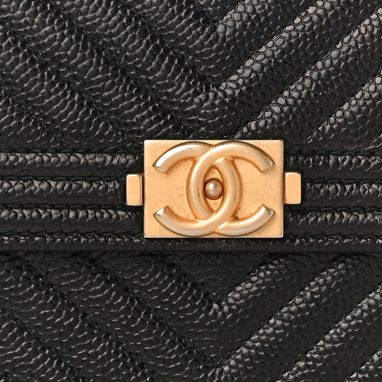 Chanel Caviar Chevron Quilted Boy Compact Wallet Black 9 of 12