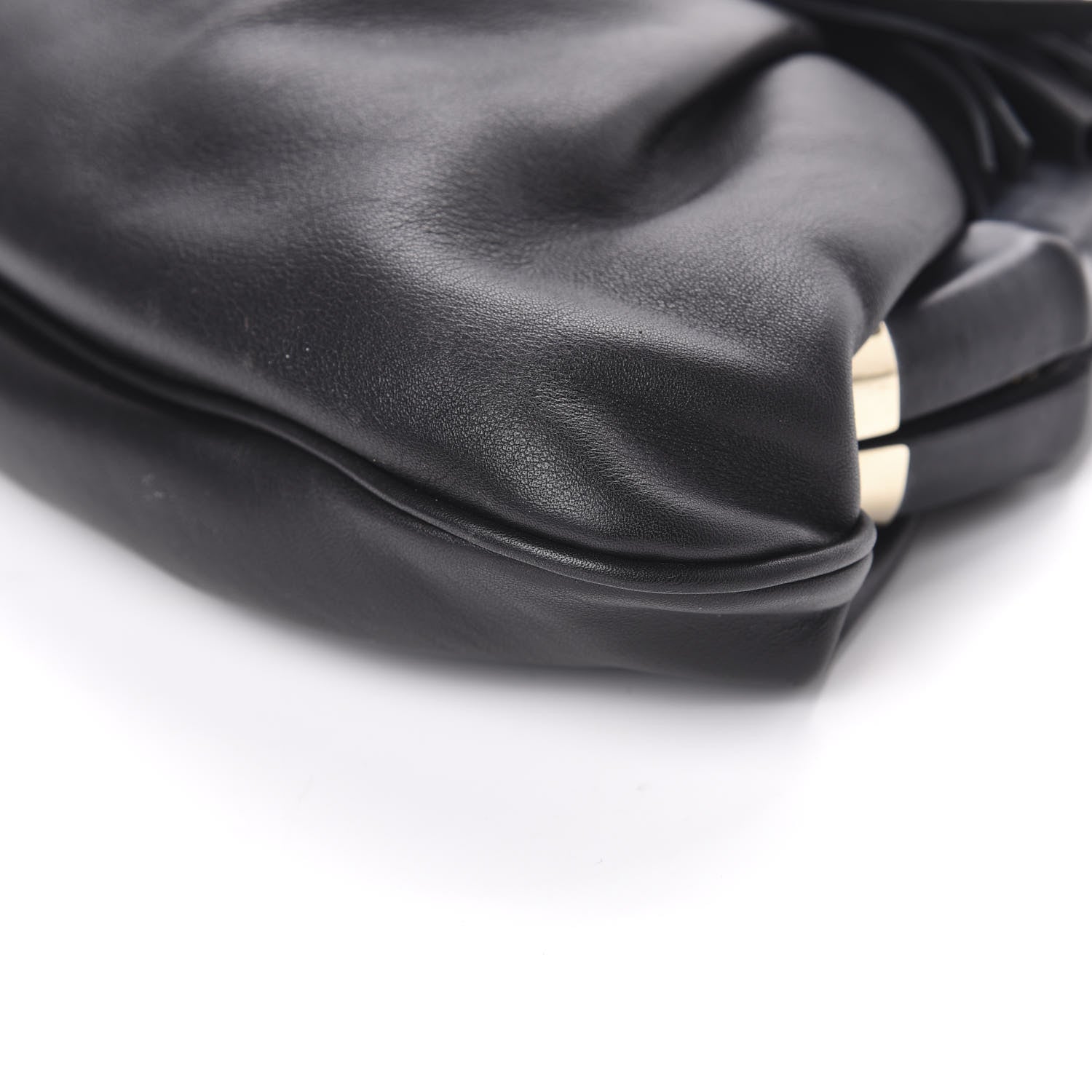 Gucci Calfskin Bamboo Frame Top Tassel Clutch Black 9 of 9
