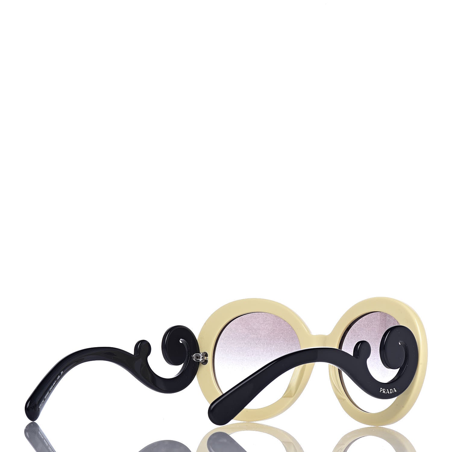 Prada Baroque SPR 27N Round Sunglasses Ivory 4 of 8