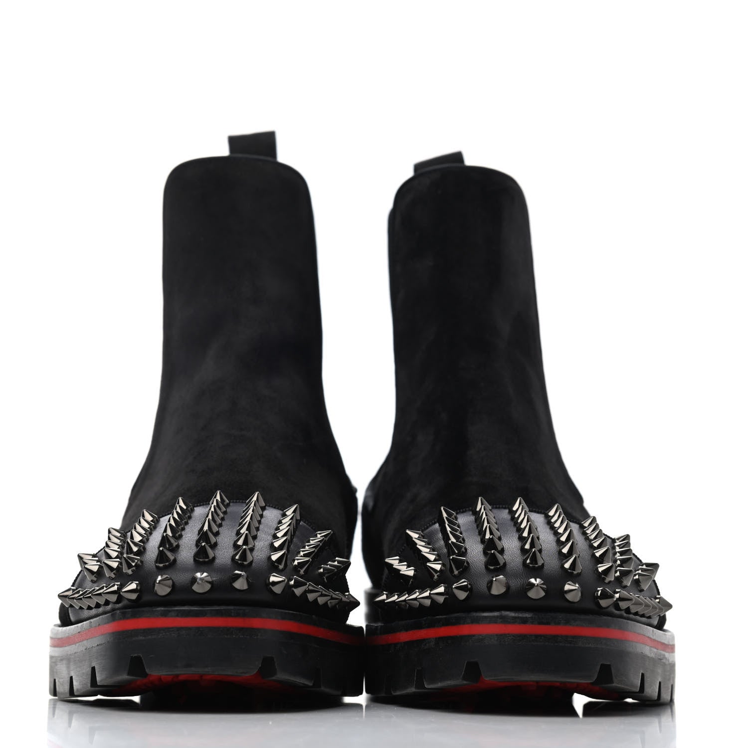 Christian Louboutin Suede Mens Melon Spikes Flat Chelsea Boots 41 Black 2 of 4