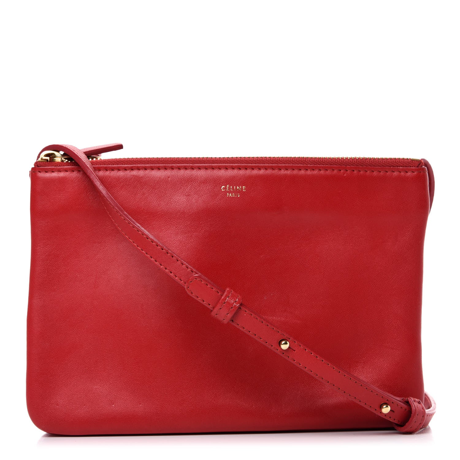 Celine Lambskin Small Trio Crossbody Bag Red 1 of 10
