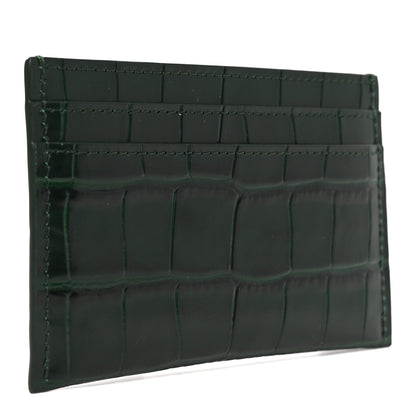 Chanel Calfskin Crocodile Embossed Crococo Card Holder Emerald 3 of 8