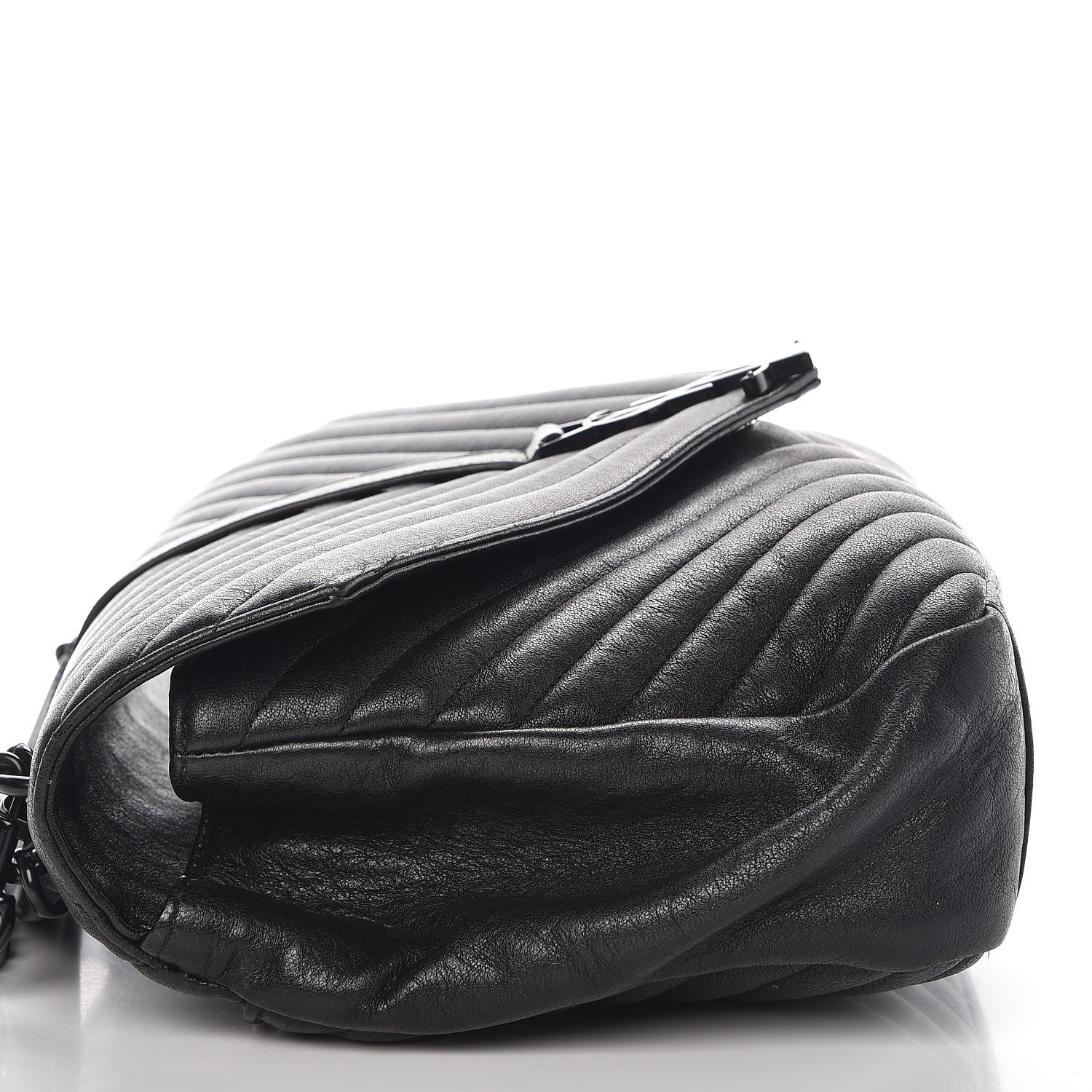 Saint Laurent Sheepskin Matelasse Chevron Monogram Large College Satchel Black 10 of 10