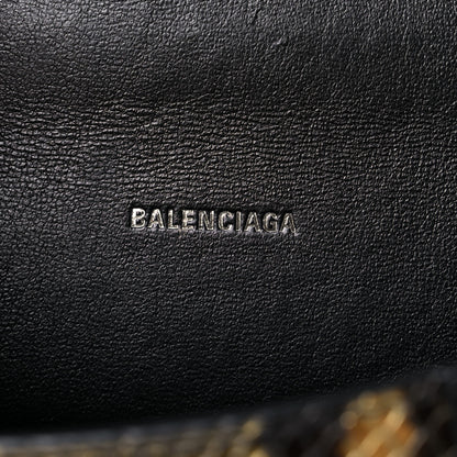 Balenciaga Shiny Calfskin Snakeskin Embossed Hourglass Top Handle Bag XS Gold Black 6 of 12