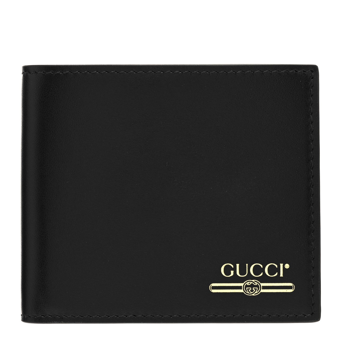 Plutone Calfskin Logo Bi-Fold Wallet Black