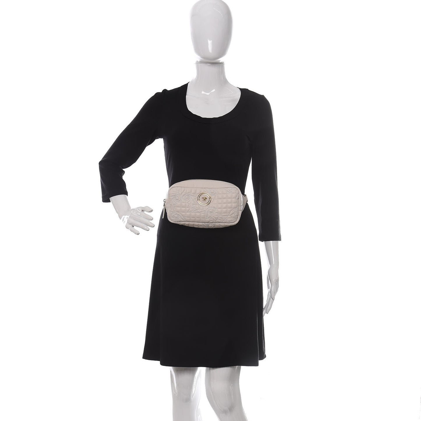 Nappa Barocco Quilted Vanitas Medea Belt Bag White