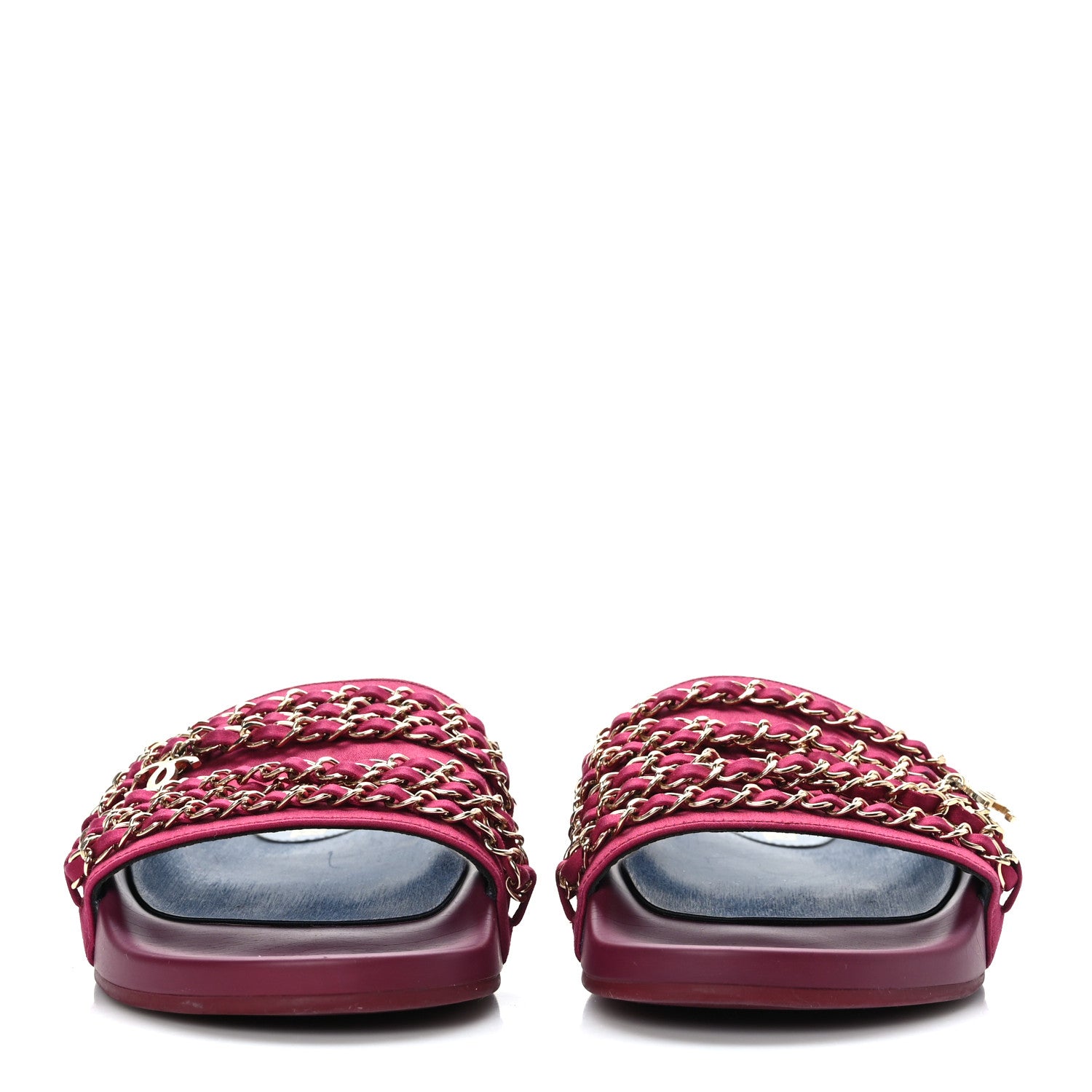 Chanel Satin Chain Flat Sandals 41 Dark Fuchsia 2 of 7