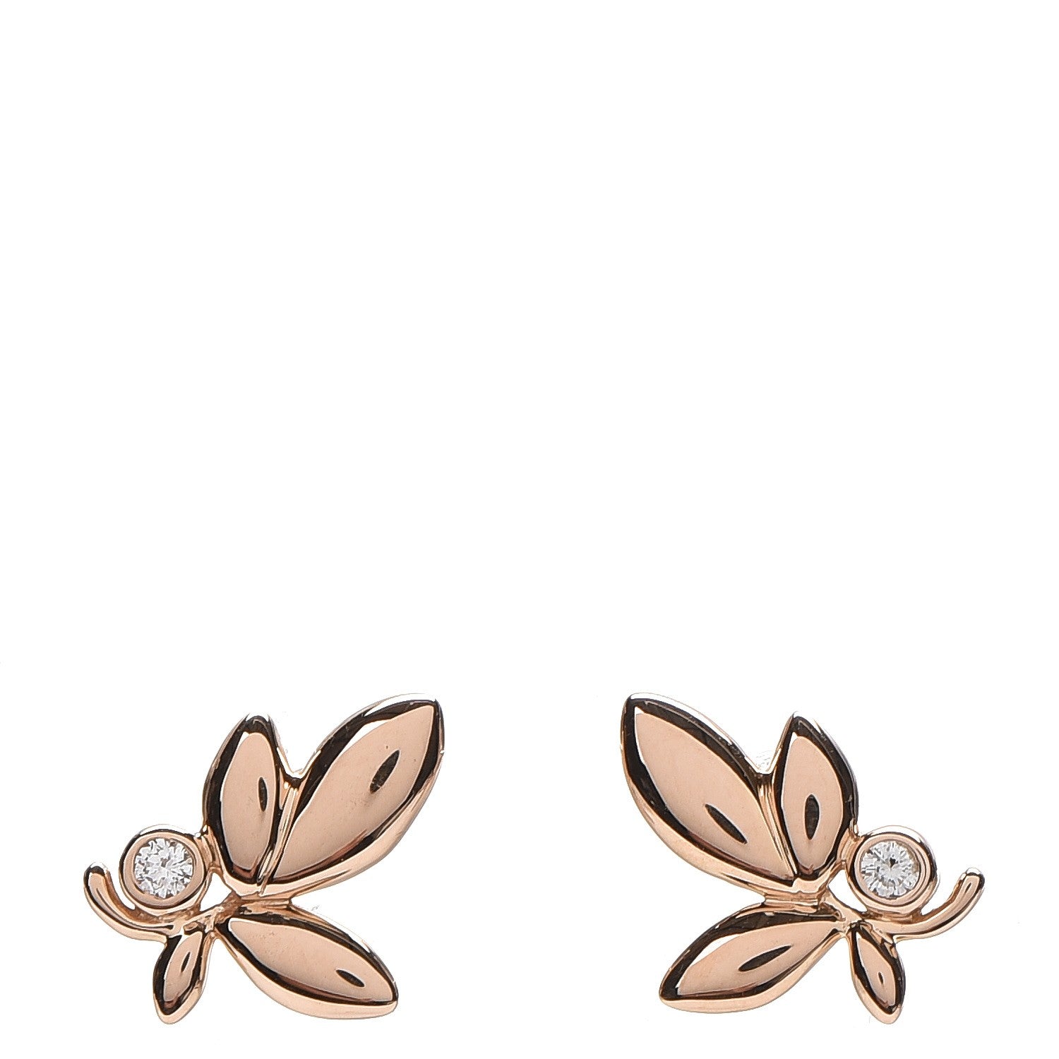 Tiffany 18K Rose Gold Diamond Paloma Picasso Olive Leaf Earrings 1 of 4