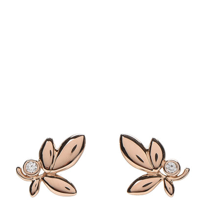 Tiffany 18K Rose Gold Diamond Paloma Picasso Olive Leaf Earrings 1 of 4