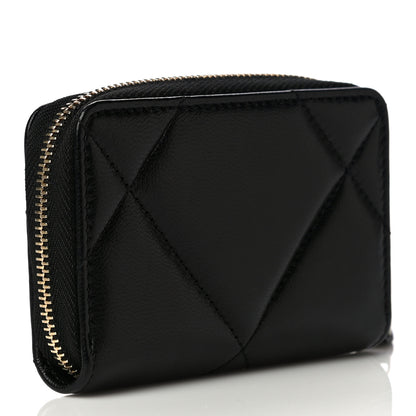 Chanel Lambskin Quilted Chanel 19 Zip Around Coin Purse Wallet Black 3 of 11