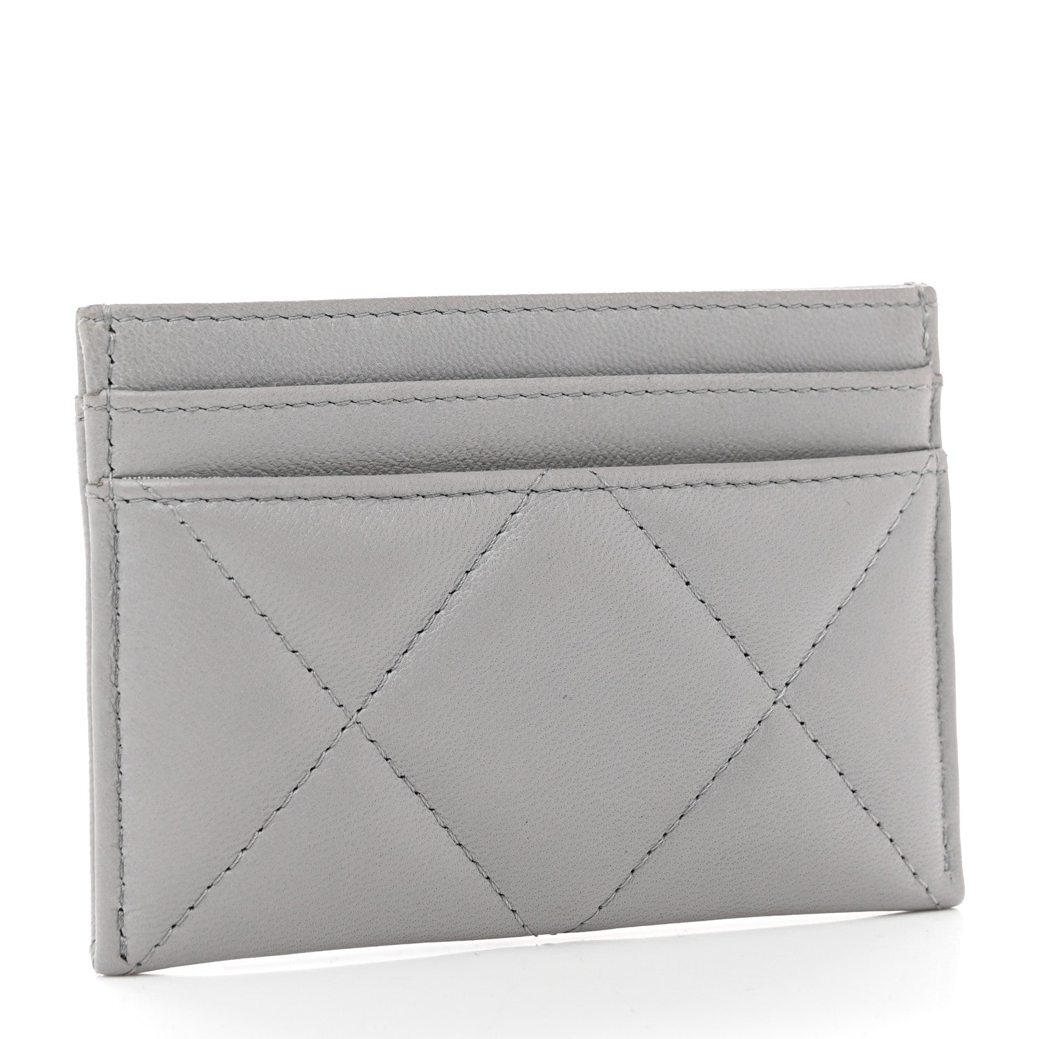 Chanel Lambskin Quilted Chanel 19 Card Holder Grey 3 of 9