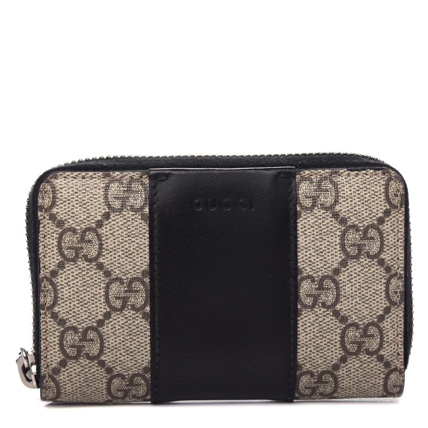 GG Supreme Monogram Zip Around Card Case Black