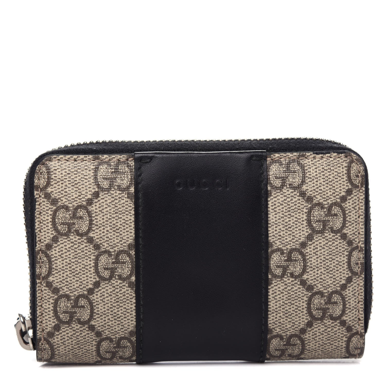 Gucci GG Supreme Monogram Zip Around Card Case Black 1 of 6