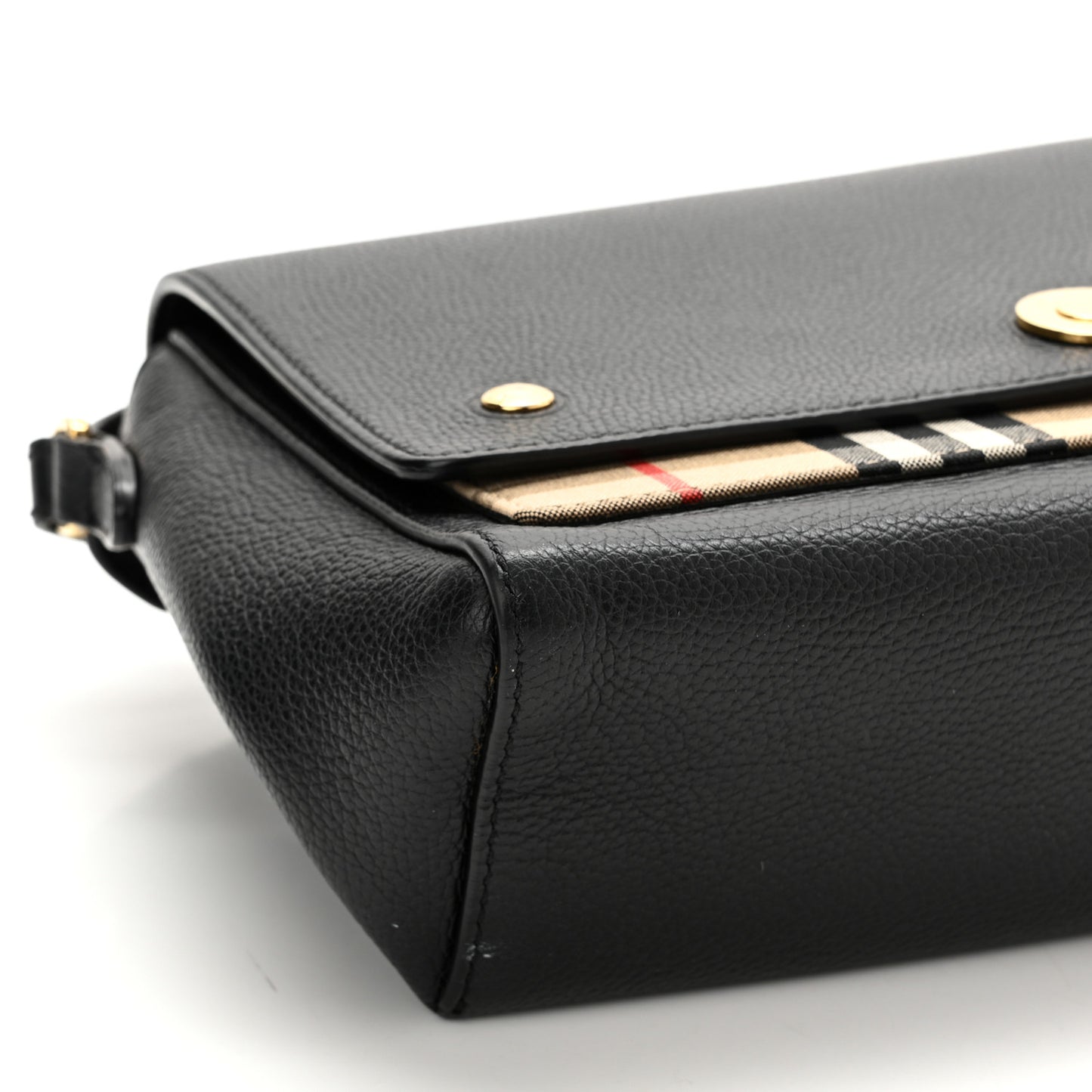 Grainy Calfskin Vintage Check Note Crossbody Bag Black