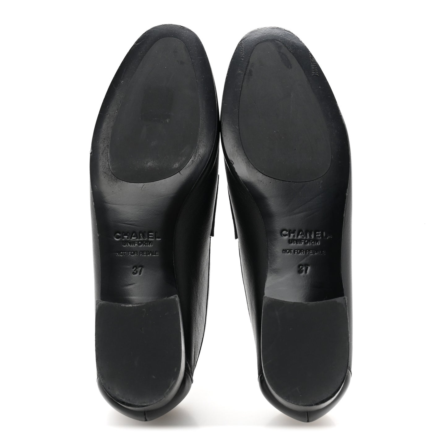 Calfskin Womens Stitched CC Loafers 37 Black
