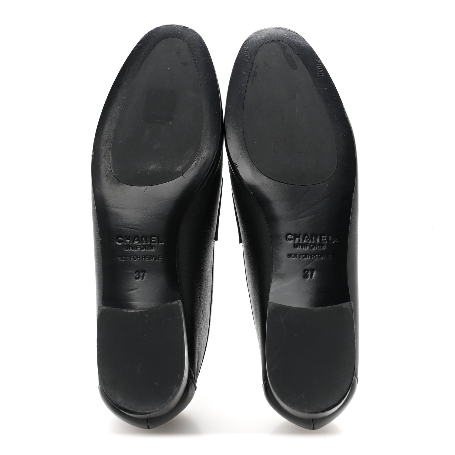 Chanel Calfskin Womens Stitched CC Loafers 37 Black 6 of 10