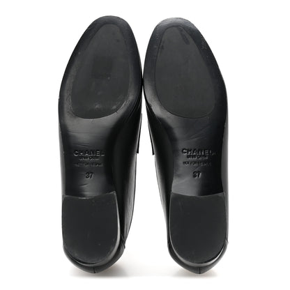 Chanel Calfskin Womens Stitched CC Loafers 37 Black 6 of 10