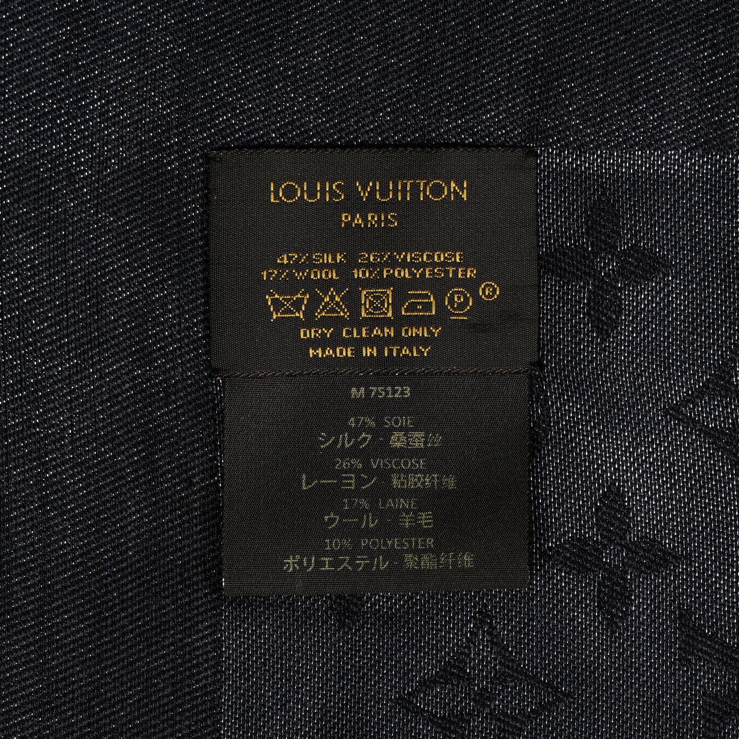 Louis Vuitton Silk Wool Monogram Denim Shawl Black 3 of 4