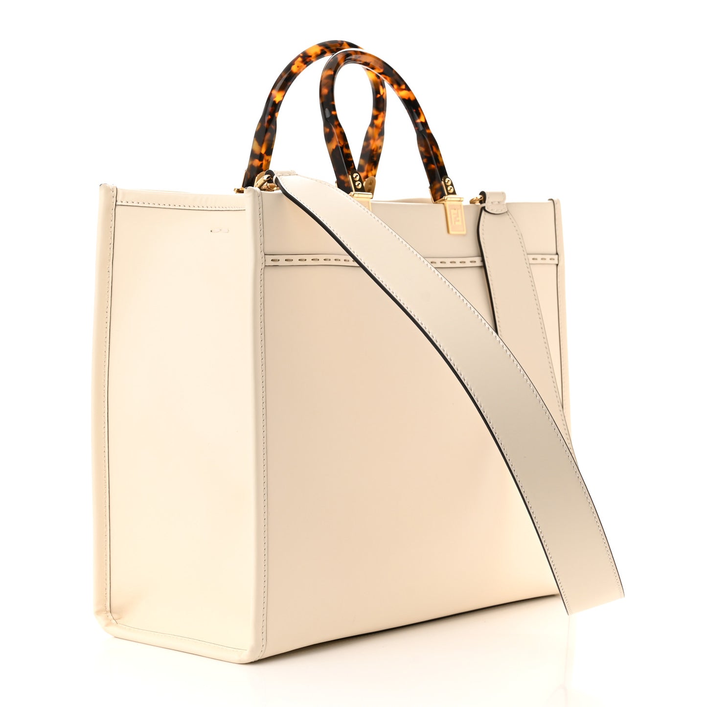 Vitello King Plexiglass Medium Fendi Sunshine Shopper Tote White Ice
