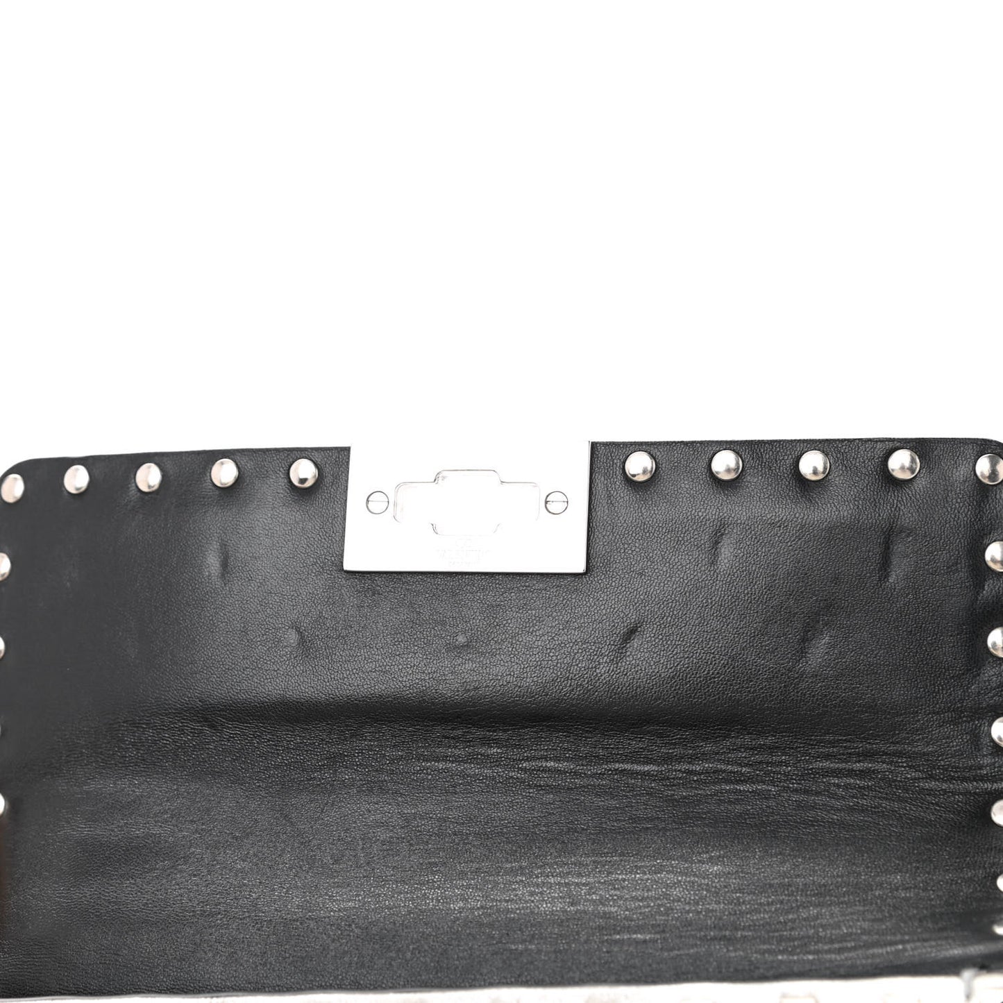 Metallic Nappa Small Rockstud Spike Shoulder Bag Silver