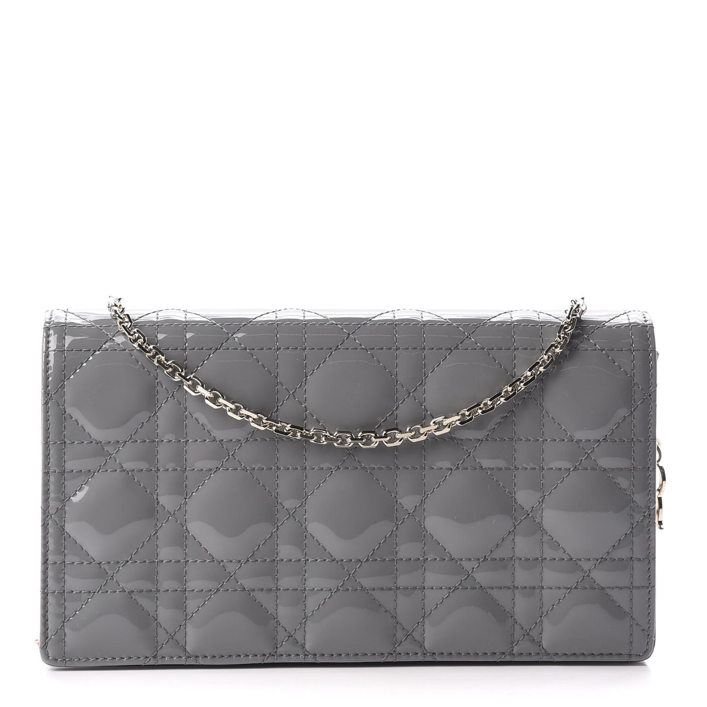 Patent Cannage Lady Dior Clutch Grey Stone