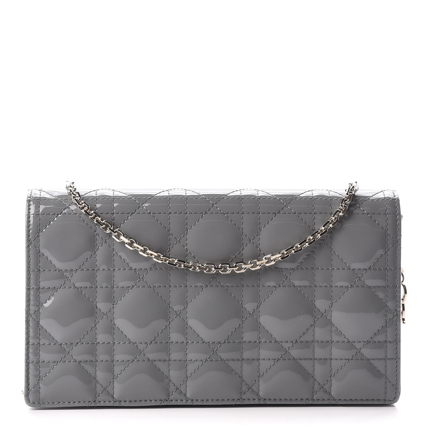 Christian Dior Patent Cannage Lady Dior Clutch Grey Stone 1 of 10