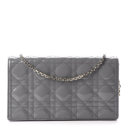 Christian Dior Patent Cannage Lady Dior Clutch Grey Stone 1 of 10