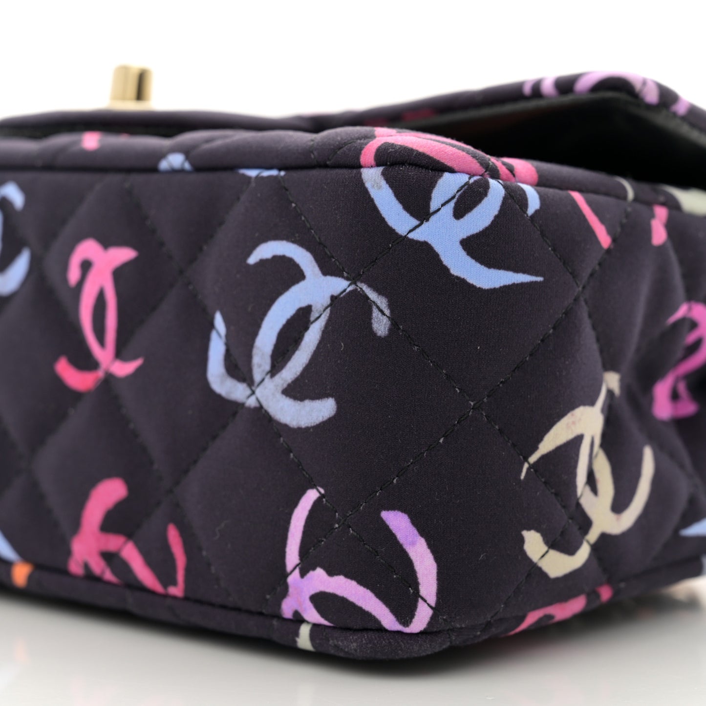Printed Fabric Quilted Mini Rectangular Flap Black Pink Blue Yellow Orange
