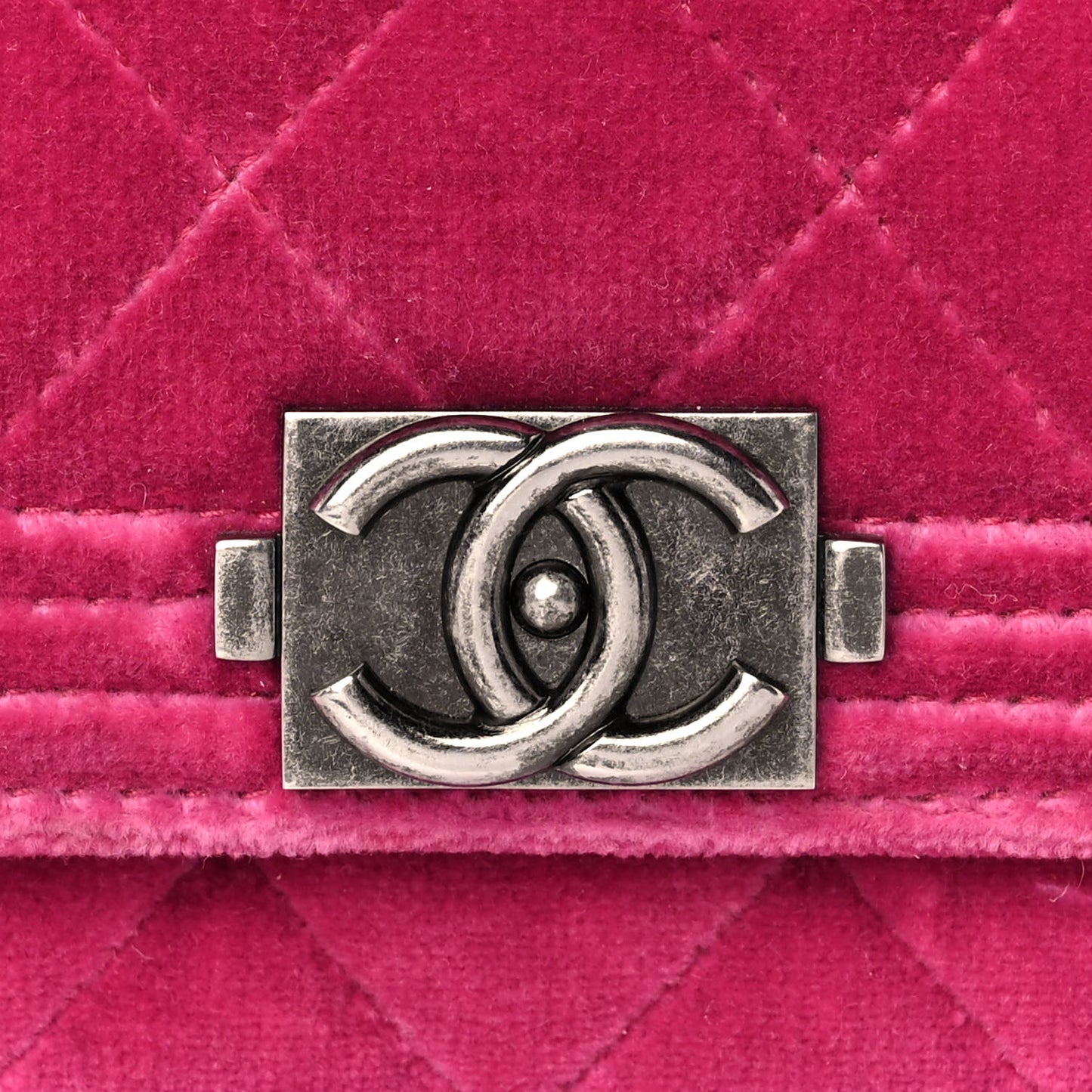 Velvet Quilted Boy Wallet On Chain WOC Fuchsia