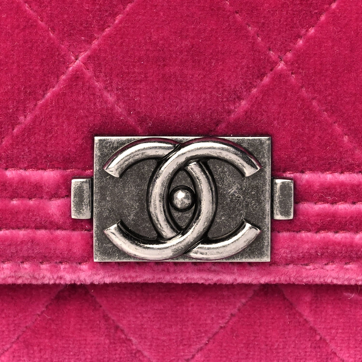 Chanel Velvet Quilted Boy Wallet On Chain WOC Fuchsia 14 of 14