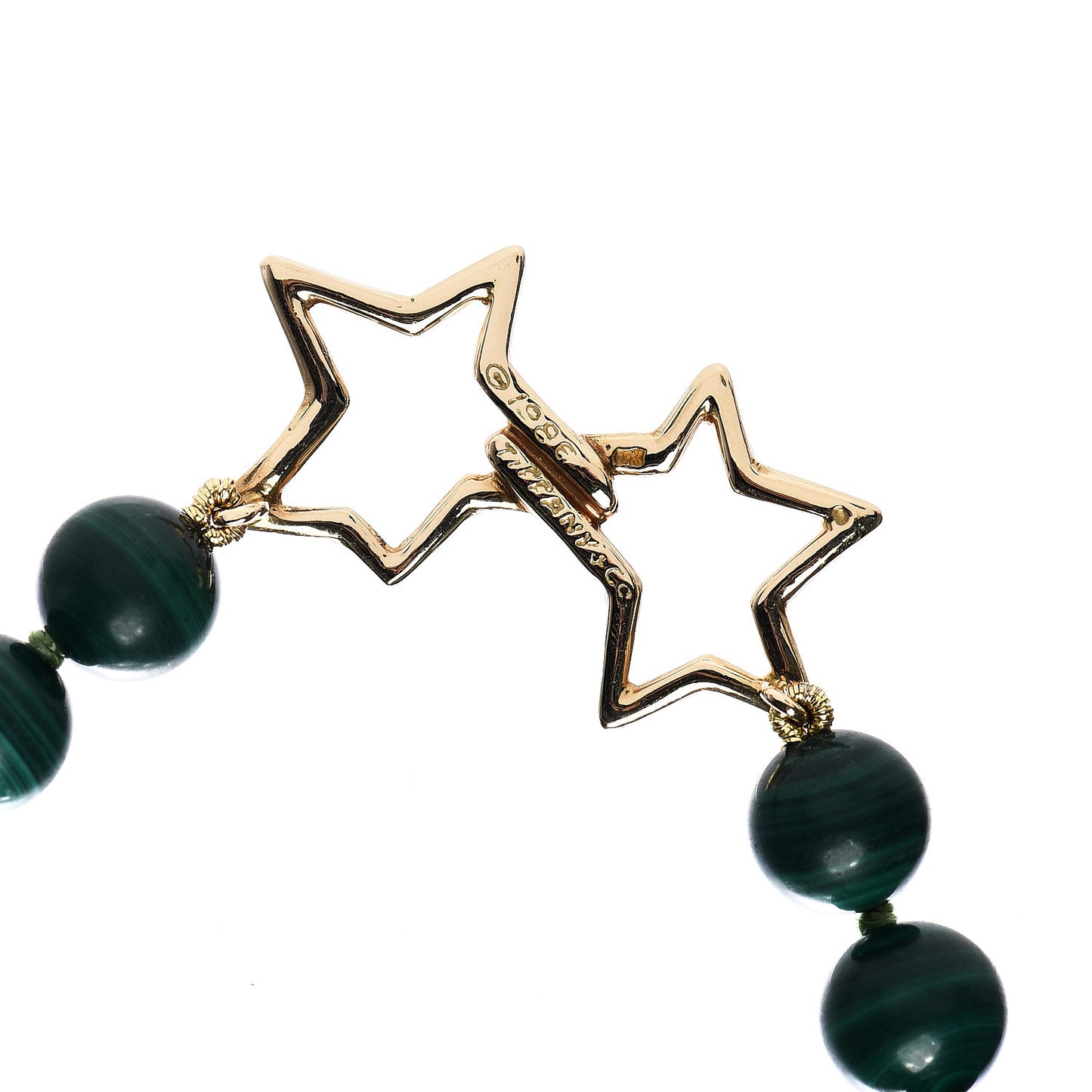 18K Yellow Gold Malachite Bead Necklace