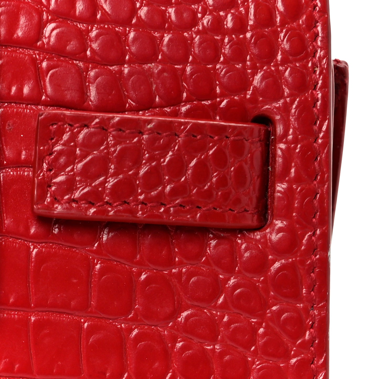 Calfskin Crocodile Embossed Nano Sac De Jour Red