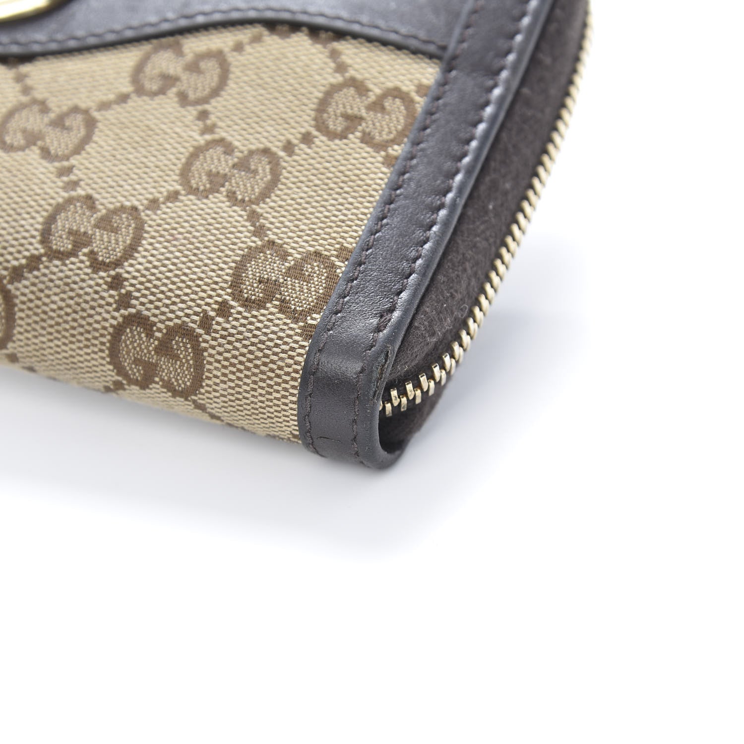 Gucci Monogram Margaux Calfskin Sukey Zip Around Wallet Beige Ebony Cocoa 10 of 13