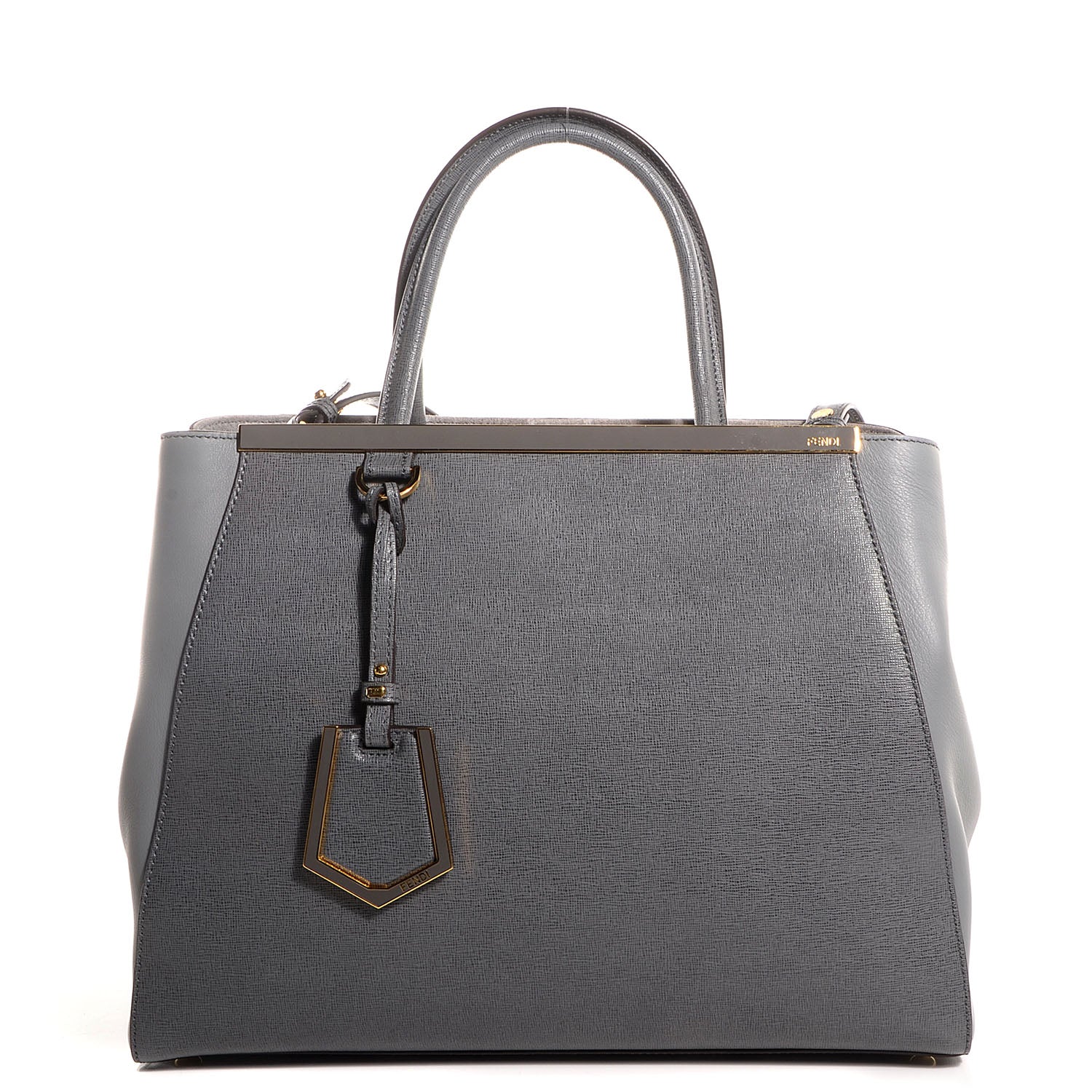 Fendi Vitello Elite Flamingo Regular 2Jours Tote Grigio Grigio Chiaro 1 of 10