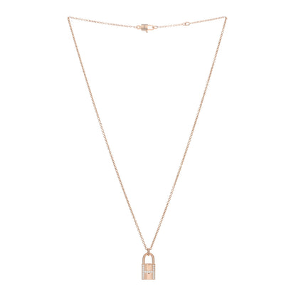 Hermes 18K Rose Gold Diamond Amulettes Cadenas Pendant Necklace 2 of 6